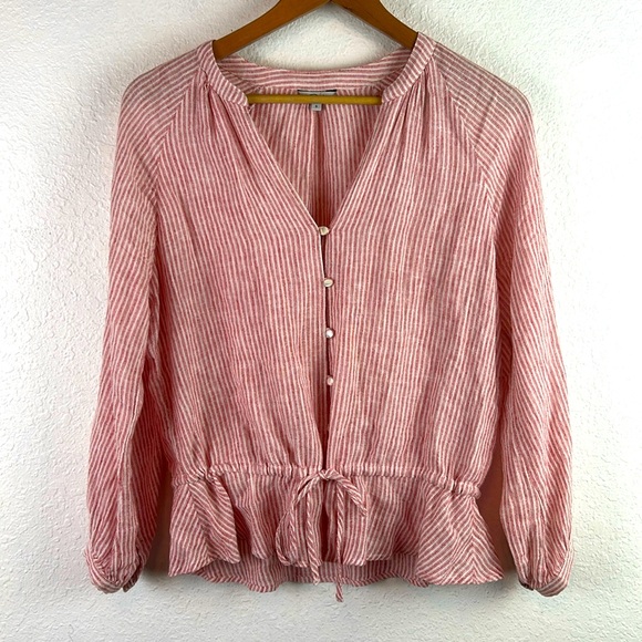 Rails Tops - Perfect Rails marti red striped linen blend blouse small